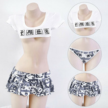 Ahegao Japanese style pleated skirts Harajuku 3D Print Cotton Short Funny Dress - £3.20 GBP