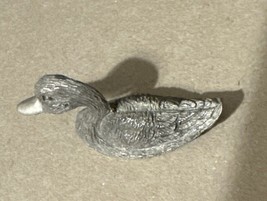 Vintage Miniature Pewter Duck Figurine - $13.54