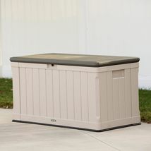 Lifetime Outdoor Storage Deck Box (127.9 x 64 x 67.2 cm, Desert Sand Wood Look) - £553.34 GBP