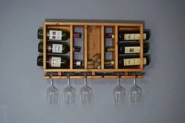 Wine Rack Wall Hanging Wooden bar Cabinet Shelf Stand holdrer 27.5 by 15... - £198.83 GBP
