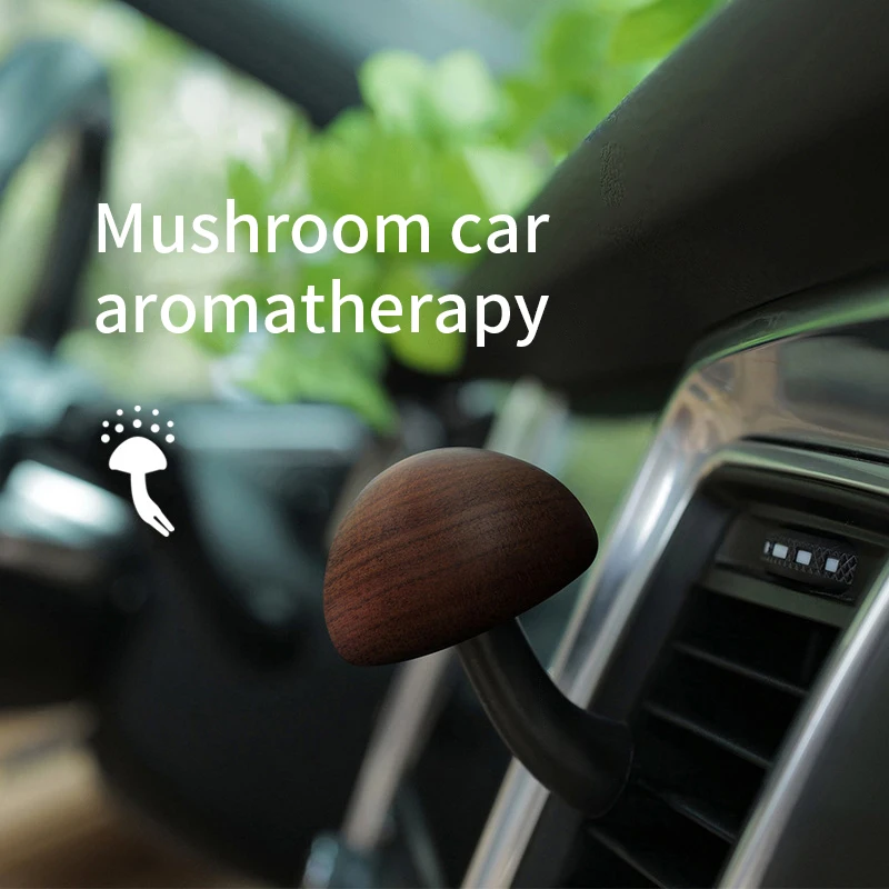 Creative Car Air Freshener Natural Solid Wood Mushroom Shape Car Perfume Auto - $22.10+