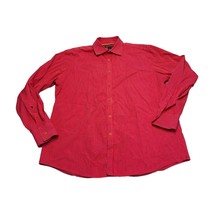 INC International Concepts Shirt Men&#39;s Large Red White Striped Cotton Bu... - £16.25 GBP