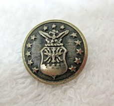 Vintage Silver Tone Metal Button Raised Eagle on Shield w Stars 5/8&quot; Cuf... - £3.16 GBP