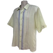 Cubavera Vintage Light Green Striped Linen Button Up Camp Shirt Large Po... - £38.93 GBP