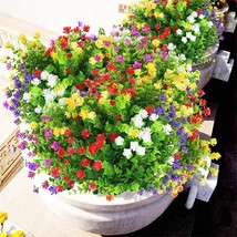 Fall Fake Flowers Bulk Fake Flowers For Indoor Porch Vase Pots Greener Shrubs - £35.77 GBP