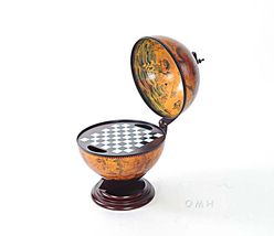Red Old World Globe with Chess Holder Nautical New - $209.71