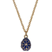 20-Inch Royal Blue Snowflake Egg: Enamel Pendant Necklace - £25.30 GBP