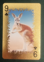 Animal-Themed Golden Foil PVC Mini Playing Card Kangaroo 9 Clubs - $1.84