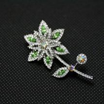 Vintage Rhinestone Daisy Flower Brooch Pin,  Crystal Flower Brooch Pin - £18.35 GBP