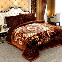 Brown Heavy Korean Mink Sherpa Comforter Embossed Bed Blanket - $119.98