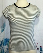 Women&#39;s Rue21 Black &amp; White Striped Ringer T-Shirt Top Basic Size XS Stretch - £7.74 GBP