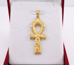 Egyptian Jewelry Ankh Cross Pendant gold 18K Key of Life With Amun god  3.4 Gr - £352.79 GBP