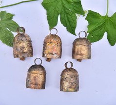 Pack of 5 Rustic D cor Vintage Christmas Decoration Ornaments Bells Indi... - $35.09