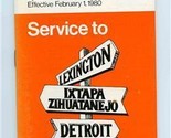 Frontier Airlines System Timetables February 1980 Lexington Detroit Helena  - £6.20 GBP