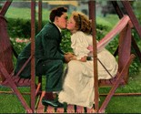 Vtg Victorian Postcard Romance Kissing On Swing I&#39;m For You If You&#39;re Fo... - $9.85