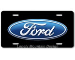 Ford Blue Logo Inspired Art on Black FLAT Aluminum Novelty Car License T... - $16.19