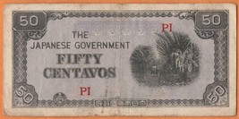 PHILIPPINES ND(1942)  Fine 50 Centavos Banknote Japanese Government P- 105 - $2.00