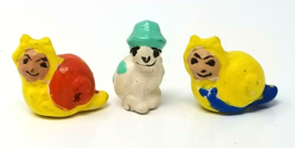 Figurines Snail Human Face Set of 3 Small Handmade Hand Painted Ceramic ... - $15.15
