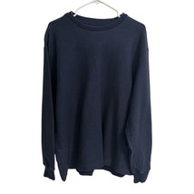 Basic Editions Men&#39;s XL Navy Blue Long Sleeve 100% Cotton Crew Neck Sweater - £8.91 GBP