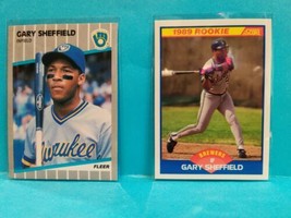 1989 Fleer Baseball Gary Sheffield RC #196 &amp; 1989 Score RC #625 Brewers ... - £2.79 GBP