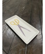 Vintage Magenta Rae Dunn Trinket Tray Dish Scissors Gold White M Stamp - $19.79