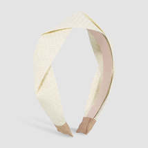 White Raffia &amp; Rhombus Crossing Hard Headband - £13.62 GBP