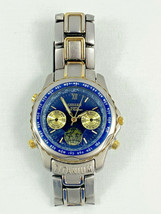 RARE Vintage Citizen Eco-Drive Titanium Self Winding Watch Blue &amp; Gold GN-4W-UL - £394.13 GBP