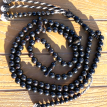 Antique 8 mm 100 beads Black Coral Prayer beads Yusr yemen coral sofi masbaha - £193.88 GBP