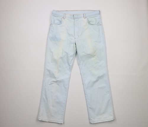Vintage 90s Wrangler Mens 36x28 Thrashed Wide Leg Denim Jeans Pants Blue... - $37.83