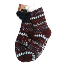 MUK LUKS Womens Cabin Socks L/XL Shoe Size 8/10 Maroon Multi-Color Warm and Cozy - £15.26 GBP