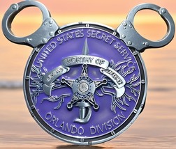 Walt Disneyworld Mickey Ears Purple Disney Challenge Coin U.S. Secret Service - £12.55 GBP