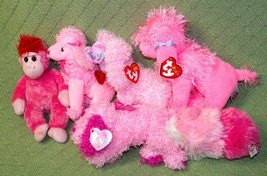 TY BEANIE BABIES PINK LOT SPARKLES PUNKIES FLAIR PUP IN LOVE PINKY POO C... - $31.50