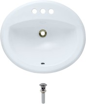 Overmount Porcelain Bathroom Sink In White With Pop-Up Drain In Chrome - £74.86 GBP