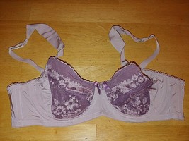 MARIE MEILII BEIGE UNDER-WIRE BRA-36C-SHEER FLORAL CUP-BARELY WORN-LOVELY - $5.89