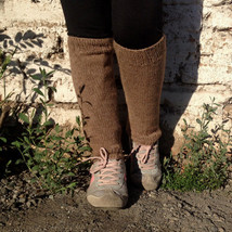 Alpaca Leg Warmers - Women&#39;s Soft Warm Hand Knit Rose Grey Gray Wool Leg... - £34.28 GBP