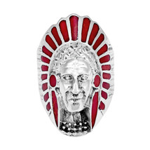 Native American Style Synthetic Coral .925 Silver Ring-7 - £32.27 GBP