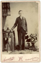 Circa 1890&#39;S Cabinet Card First Communion Handsome Boy Suit Sanders Chicago Il - £7.52 GBP