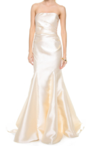 NWT Badgley Mischka Dream Gown in Ivory Exposed Side Zip Strapless Dress 10 - £101.68 GBP
