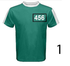 Man t-shirt with squid game style number 456 cotton tee personalized print - £26.85 GBP