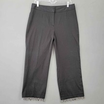Worthington Stretch Womens Pants Size 12 Black Beaded Flat Front Midrise Trouser - $10.71