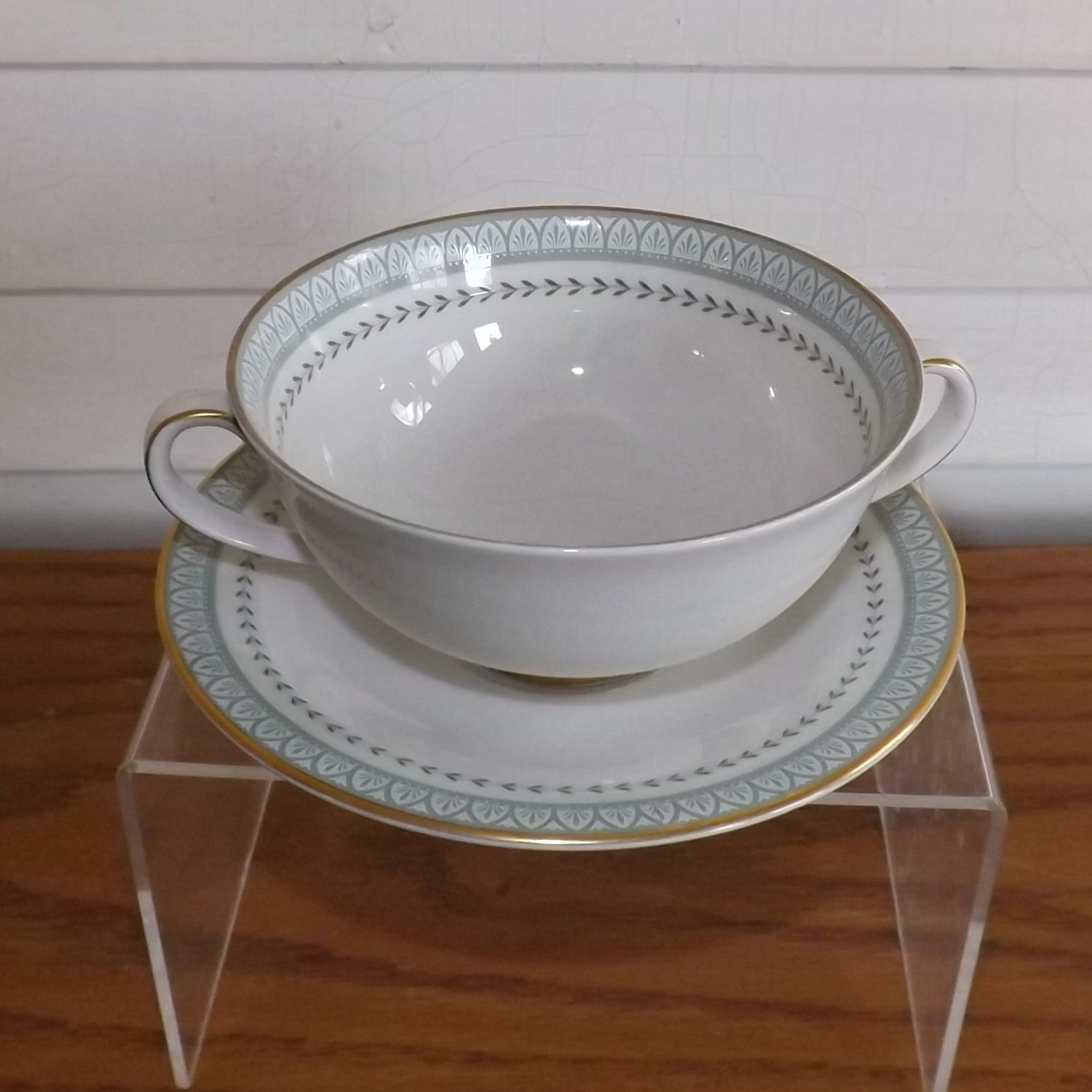 Royal Doulton Berkshire Footed Cream Soup Bowl and Saucer Vintage Fine Chinaware