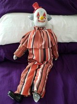 Clown doll or figurine of ceramic and cotton body about 20 inches - £31.97 GBP