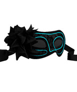 Aqua Electro Luminescent Wire Black Lace Party Mask - $51.01