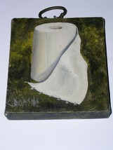 Toilet Roll Tissue Oil On Canvas Artwork By Dorene Vintage 4 1/2 X 5 1/4 Inch - £39.30 GBP
