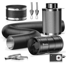 Efficient 4" Inline Duct Fan &amp; 10" Carbon Filter for Grow Tent Ventilation - $188.05