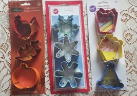 NEW Cookie Cutters Lot 0f 9 Wilton Thanksgiving Birthday Snowflake Fall ... - $22.77