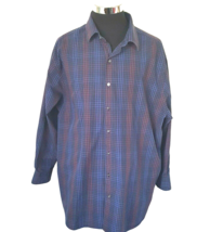 Synrgy Shirt Men&#39;s Size 2XL Blue Purple Black Plaid  Button Front Long Sleeves - £13.23 GBP