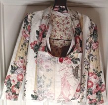 &quot;NEW&quot; HANDMADE OPEN JACKET WITH MATCHING PURSE FLORAL DESIGN SIZE L - $34.65