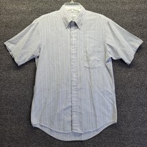 VTG Sears Roebuck and Co. Shirt Men&#39;s Sz 16 Gray Striped Button Up Half ... - £10.95 GBP