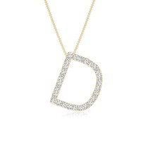 ANGARA Lab-Grown 0.22Ct Diamond Capital &quot;D&quot; Initial Pendant Necklace in 14K Gold - £617.98 GBP